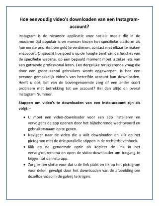 Hoe eenvoudig video's downloaden van een Instagram-account?