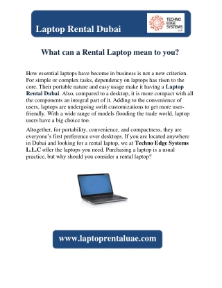 What can a Rental Laptop mean to you?