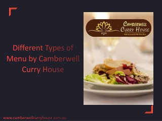 Different Types of Menu by Camberwell Curry House