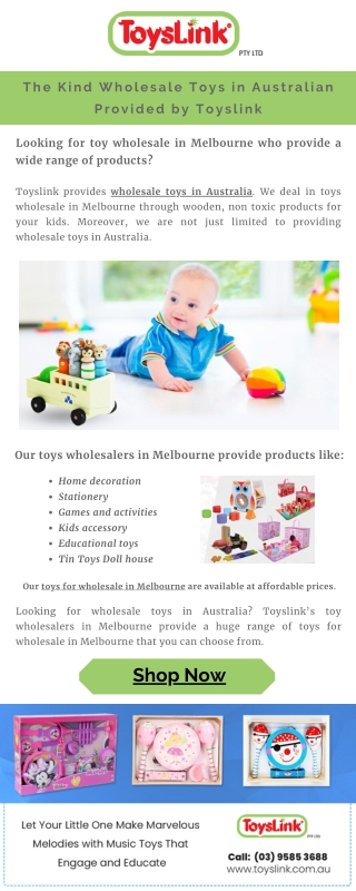 The Kind Wholesale Toys in Australian Provided by Toyslink