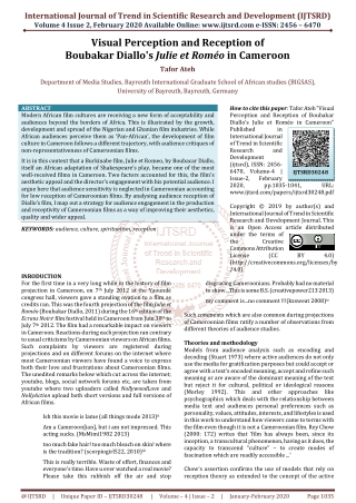 Visual Perception and Reception of Boubakar Diallos Julie et Roméo in Cameroon