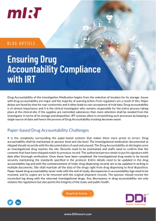 Ensuring Drug Accountability Compliance with IRT