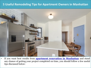 5 Useful Remodeling Tips for Apartment Owners in Manhattan