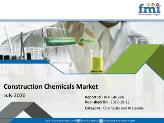 Global Construction Chemicals Market on a Steady Growth Trail; FMI Provides Projections in Light of COVID-19 Pandemic in