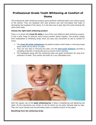 Professional Grade Teeth Whitening at Comfort of Home