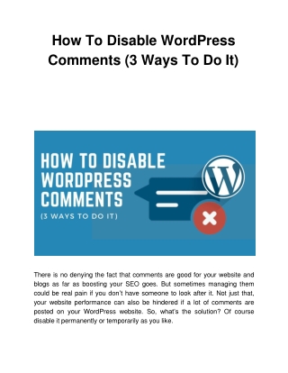 How To Disable WordPress Comments (3 Ways To Do It)