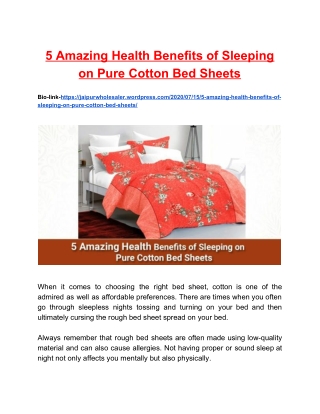 5 Amazing Health Benefits of Sleeping on Pure Cotton Bed Sheets