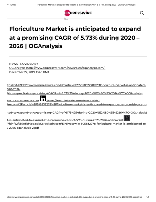 2020 Future of Global Floriculture Market, Size, Share and Trend Analysis Report to 2026