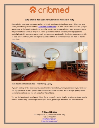 Why Should You Look for Apartment Rentals in Italy