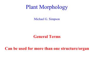 Plant Morphology Michael G. Simpson