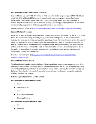 Lecithin Market Recent Development and Key Players Analysis Report 2020-2025