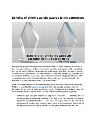 Benefits of offering acrylic awards to the performers