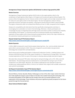 Homogeneous Charge Compression Ignition (HCCI) Market to witness huge growth by 2026