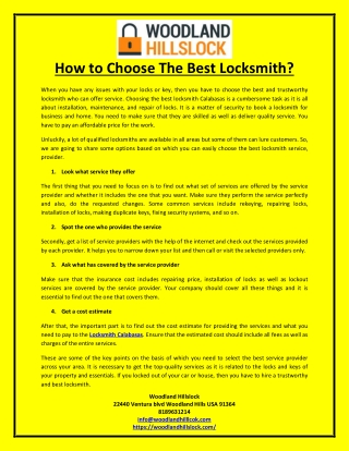 How to Choose The Best Locksmith?
