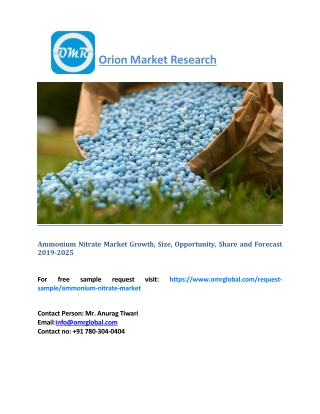 Ammonium Nitrate Market Growth, Size, Opportunity, Share and Forecast 2019-2025
