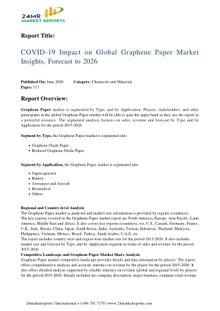 Graphene Paper Market Insights, Forecast to 2026