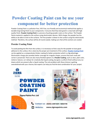 Powder Coating Paint can be use your component for better protection