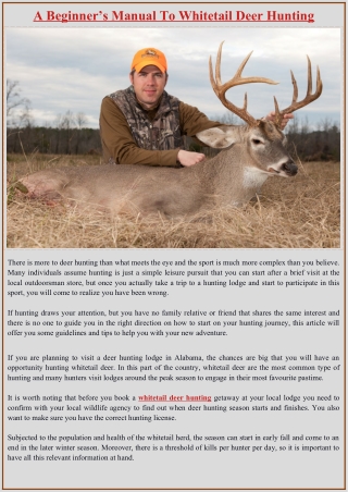 A Beginner’s Manual To Whitetail Deer Hunting