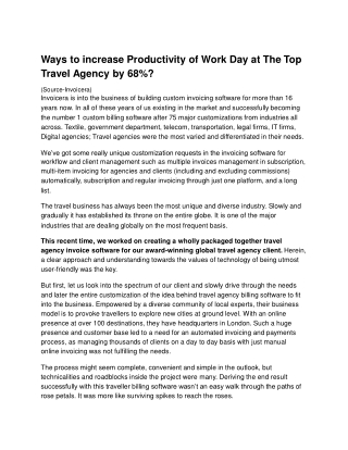 Ways to increase Productivity of Work Day at The Top Travel Agency by 68%?