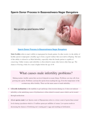 Sperm Donor Process in Basaveshwara Nagar Bangalore