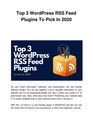 Top 3 WordPress RSS Feed Plugins To Pick In 2020