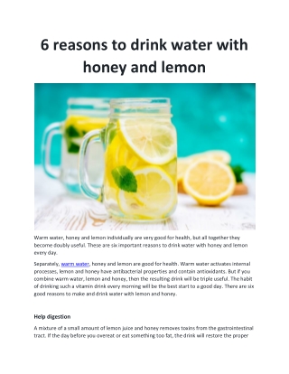 6 Reasons to Drink Water With Honey and Lemon