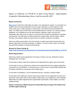 Date Syrup Market Covid-19 Impact Analysis, Segmentation, Industry Insights and Trends till 2027