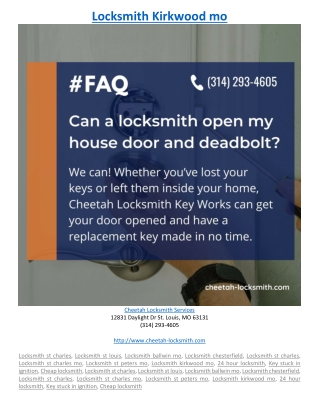 Locksmith Kirkwood mo