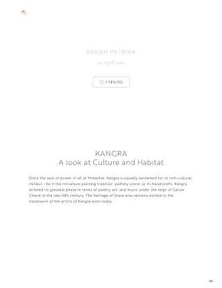 KANGRA A look at Culture and Habitat