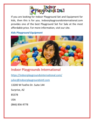 Kids Playground Equipment | indoorplaygroundsinternational.com