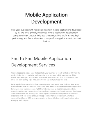 Mobile Application Development Company in New York | New Jersey | USA