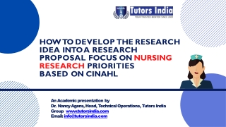 How to develop the research idea into a research proposal? Focus on nursing research- Tutors India