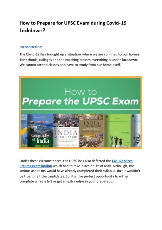 How to Prepare for UPSC Exam during Covid-19 Lockdown?