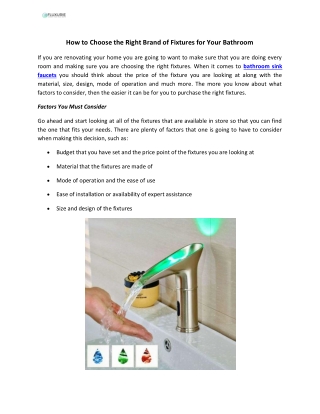 How to Choose the Right Brand of Fixtures for Your Bathroom