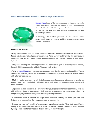 Emerald Gemstone: Benefits of Wearing Panna Stone