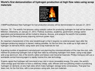 World's first demonstration of hydrogen production at high f