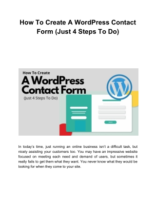 How To Create A WordPress Contact Form (Just 4 Steps To Do)