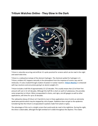 Tritium Watches Online - They Glow in the Dark