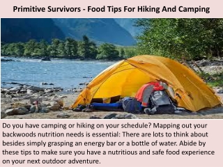 Primitive Survivors - Food Tips For Hiking And Camping