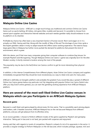 Live Casino Malaysia