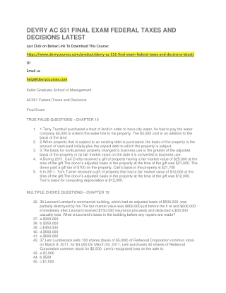 AC551 Federal Taxes and Decisions