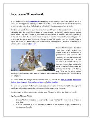 Importance of Shravan Month