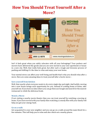 How You Should Treat Yourself After a Move?