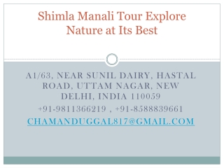 Shimla Manali Tour Explore Nature at Its Best