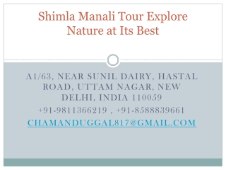 Shimla Manali Tour Explore Nature at Its Best