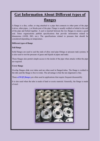 Get Information About Different types of flanges