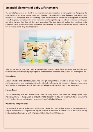 Essential Elements of Baby Gift Hampers