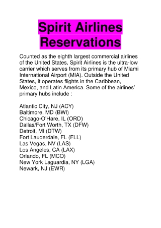 Spirit airlines reservation