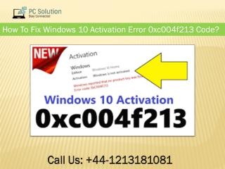 Fix Windows 10 Activation Error 0xc004f213 Code instantly