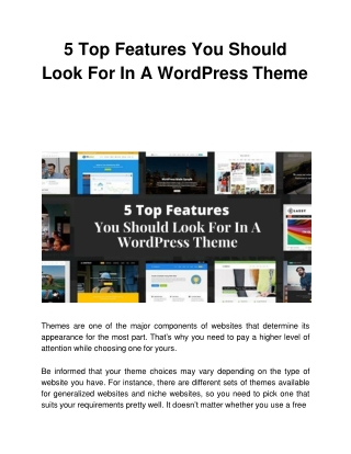 5 Top Features You Should Look For In A WordPress Theme